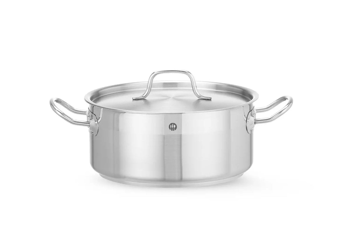 Pentola per stufato bassa - con coperchio, HENDI, Profi Line, 4,8L, ⌀240x(H)105mm