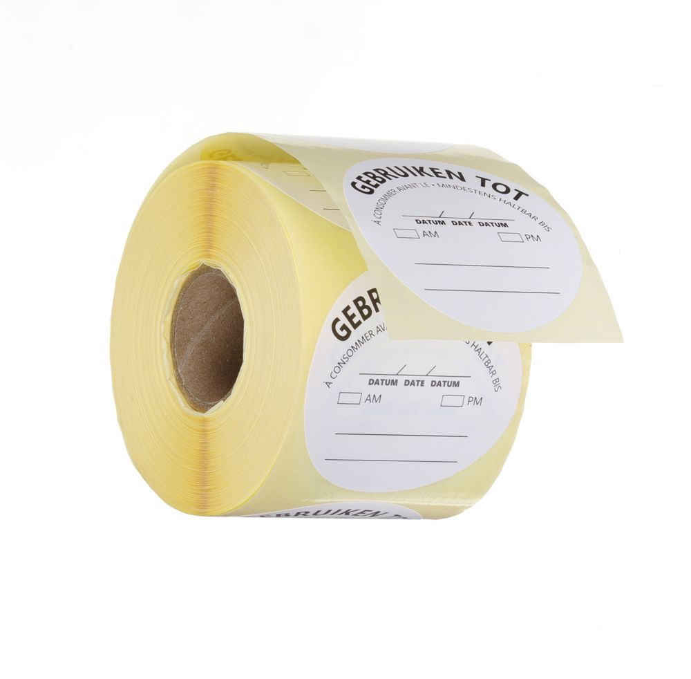 Adesivi per la sicurezza alimentare, multiuso, facili da rimuovere, “UTILIZZA PER PRIMO” HENDI - Ø 50 mm | HE850558