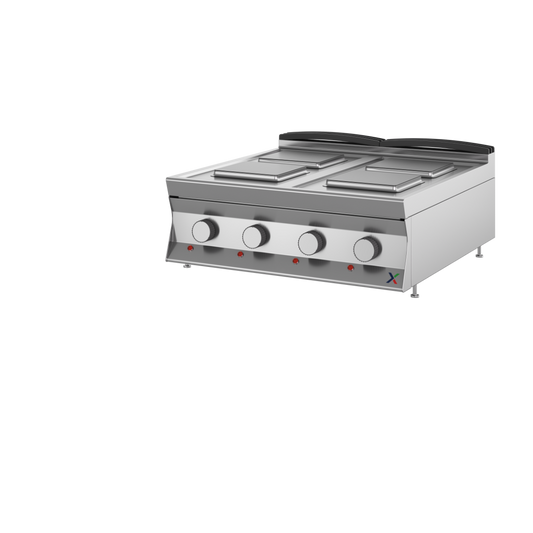 Top elettrico da banco a 4 piastre singole mm.800x900x280h. INOX BIM, codice 9TPSE2. Immagine rappresentativa della serie; fare riferimento alla descrizione del modello.