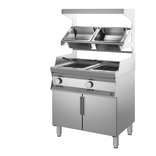 Friggitrice elettrica 1 vasca MacChef mm400x700x850/900h cestelli compresi. INOX BIM, codice M7CFFE18. Immagine rappresentativa della serie; fare riferimento alla descrizione del modello.