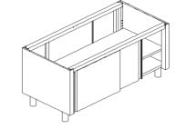 Basamento armadiato con ante scorrevoli su due fronti mm1365x865x810/860 h. INOX BIM, codice STD.148. Immagine rappresentativa della serie; fare riferimento alla descrizione del modello.