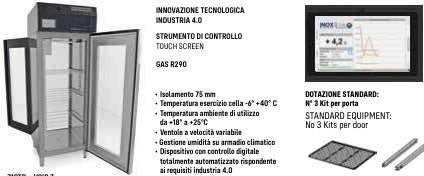 Armadio climatico porta vetro su due fronti -6+40° 700 lt mm. 750x860x2050 h. INOX BIM, codice 71CTD. Immagine rappresentativa della serie; fare riferimento alla descrizione del modello.
