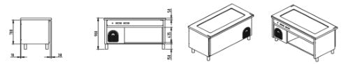 Elemento freddo con invaso -vano inf. a giorno mm.1200x800x900h. INOX BIM, codice ESFIG.12. Immagine rappresentativa della serie; fare riferimento alla descrizione del modello.