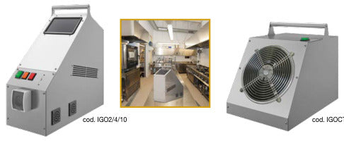 Generatore ozono portatile 10 g/h mm. 230x555x570 h. INOX BIM, codice IGO10. Immagine rappresentativa della serie; fare riferimento alla descrizione del modello.