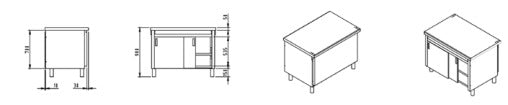 Elemento neutro - vano inferiore con ante scorrevoli mm. 1200x800x900 h. INOX BIM, codice ESNS.12. Immagine rappresentativa della serie; fare riferimento alla descrizione del modello.