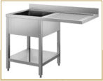 Lavatoio a sbalzo con ripiano inferiore 2 vasche gocciolatoio destro mm.2000x700x850/900 h. INOX BIM, codice LLD.20. Immagine rappresentativa della serie; fare riferimento alla descrizione del modello.