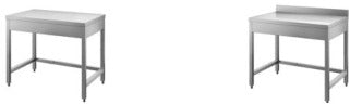 INOX BIM TVC.10 – illustrazione rappresentativa della serie Tavoli con cornice su tre lati prof. 700 con/senza alzatina posteriore