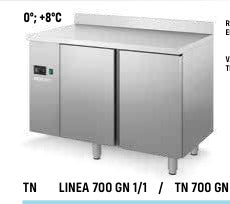 Modulo refrigerato GN 0 +8° piano c/alz. gruppo remoto 3 ante mm. 1600x700x850h. INOX BIM, codice HTPG.732. Immagine rappresentativa della serie; fare riferimento alla descrizione del modello.