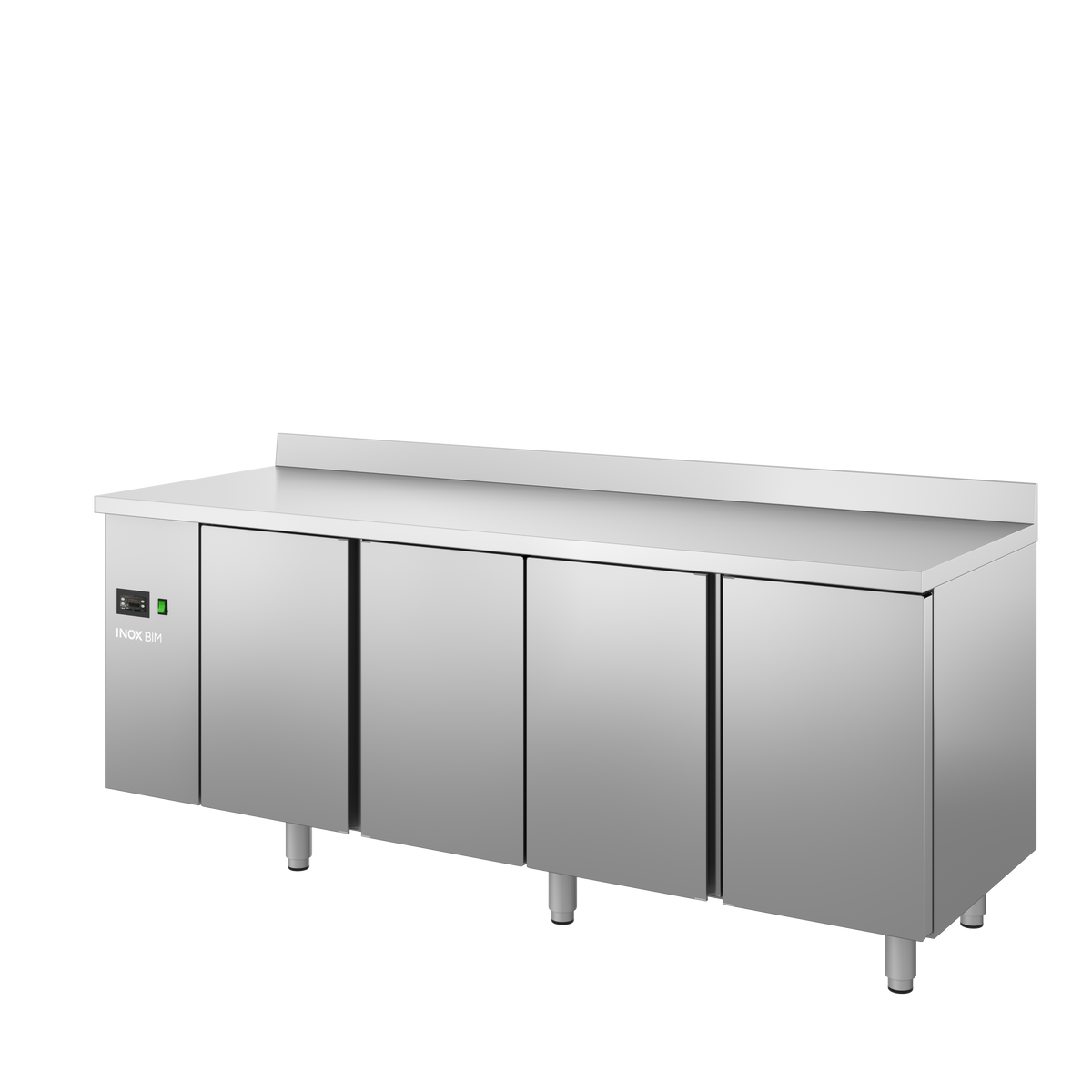 Modulo refrigerato EN 0 +8° c/top sup. gruppo remoto 4 ante mm 2300x700x850 h. INOX BIM, codice HTPE7.741. Immagine rappresentativa della serie; fare riferimento alla descrizione del modello.