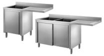 Immagine illustrativa di serie: lavatoio a sbalzo armadiato 2 vasche INOX BIM 455.6.20. Configurazione da verificare.