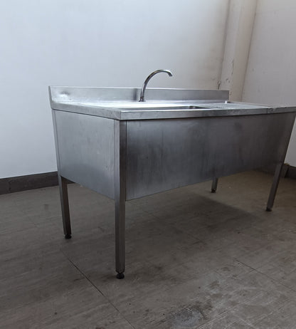 Lavello inox professionale 180x70 cm con vasca singola 91x56 cm
