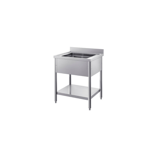 Lavatoio gambe tonde 1 vasca e ripiano inferiore gocciolatoio sinistro mm.1000x600x850/900 h – INOX BIM LOS6.10