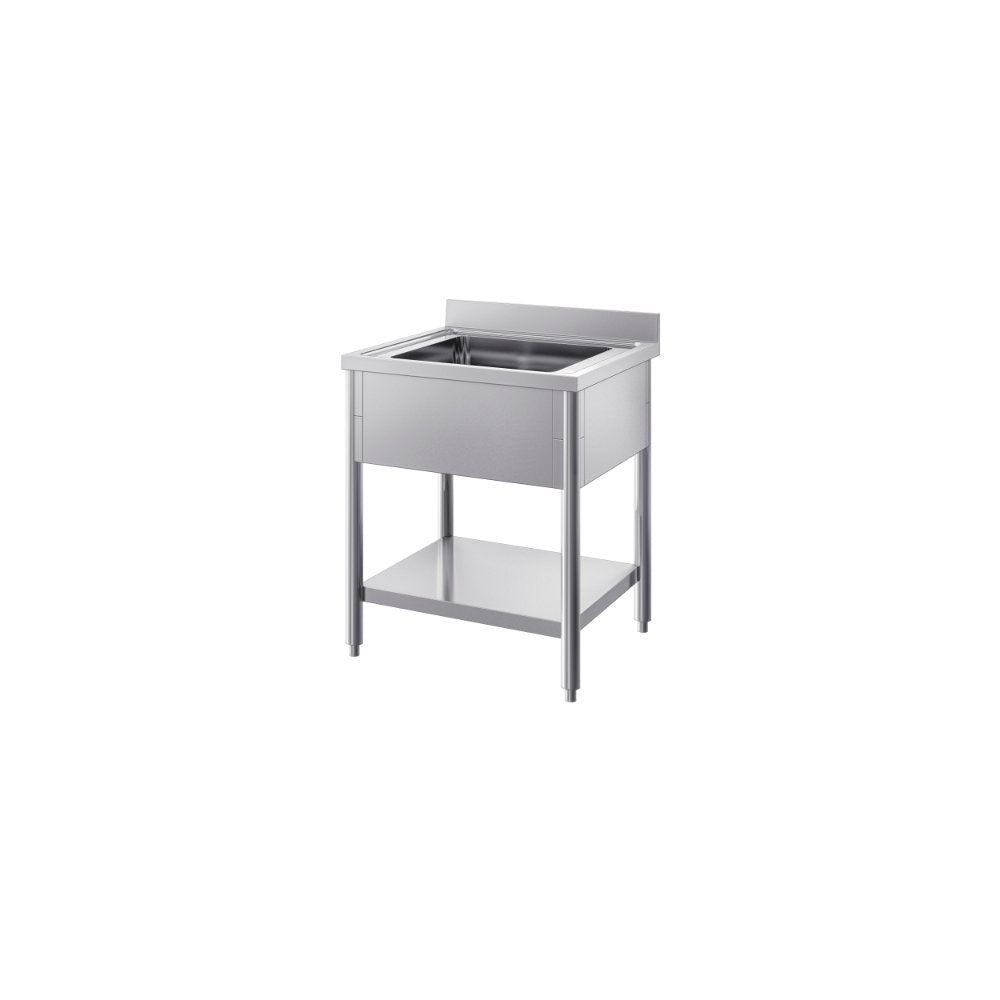 Lavatoio gambe tonde 2 vasche e ripiano inferiore gocciolatoio sinistro mm.1500x700x850/900 h. INOX BIM, codice LOS.15. Immagine rappresentativa della serie; fare riferimento alla descrizione del modello.