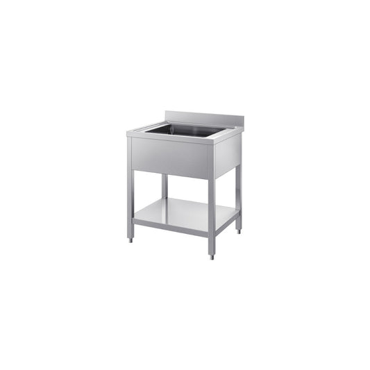 Lavatoio su gambe 1 vasca e ripiano inferioreer. gocciolatoio destro mm.1000x600x850/900 h – INOX BIM LRD6.10