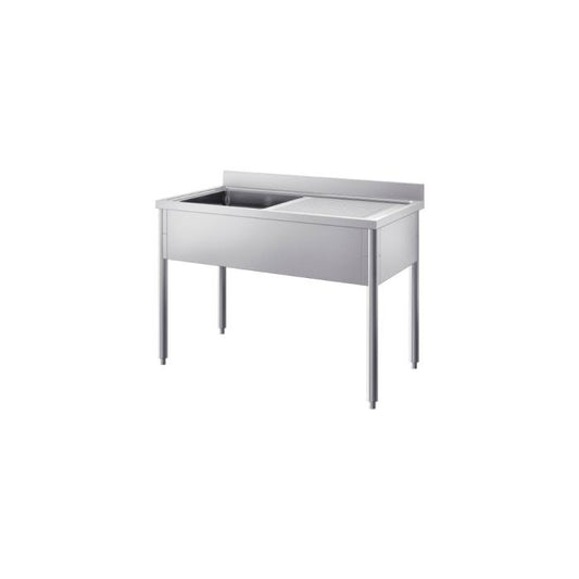 Lavatoio Professionale con Top AISI 304 e Base AISI 430 – 1 Vasca con Sgocciolatoio Destro