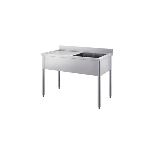 Lavatoio Professionale con Top AISI 304 e Base AISI 430 – 1 Vasca con Sgocciolatoio Sinistro