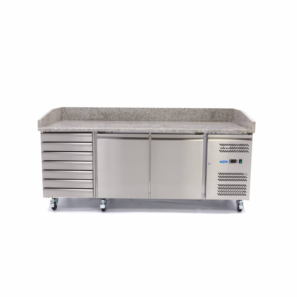 Banco Pizza Refrigerato - 202cm - 2 Porte - 7 Cassetti – MAXIMA 09400210 – dettaglio 2