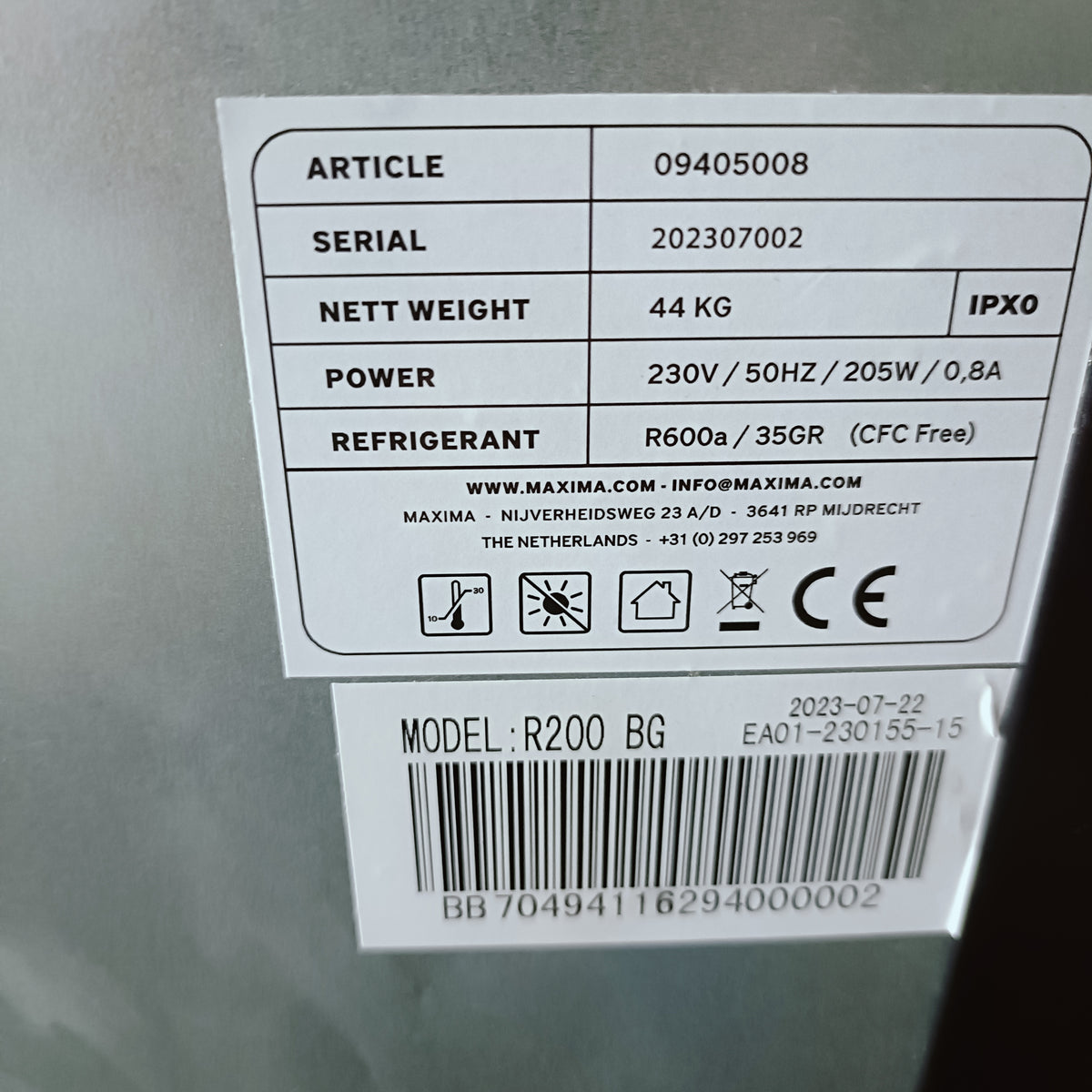 Frigo Vetrina Maxima R200BG - 200 Litri, Condizioni Pari al Nuovo