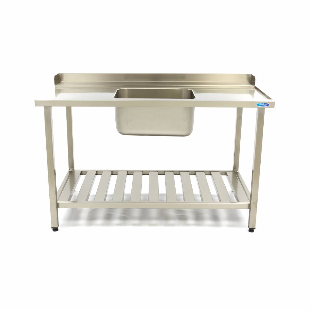 Tavolo per Lavastoviglie - 120 x 75cm - a Destra - con Lavello e Schienale - incl. Ripiano di Stoccaggio – MAXIMA 09201031 – dettaglio 2