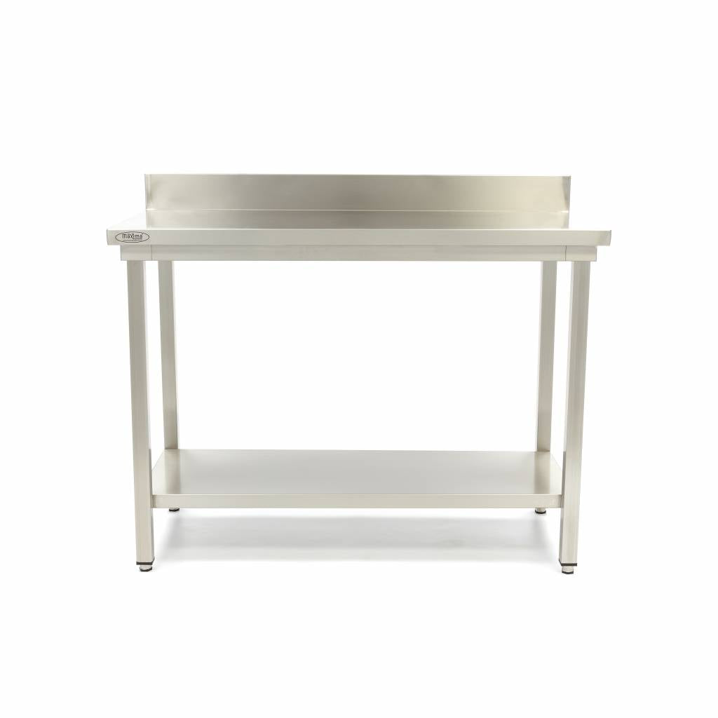 Tavolo in Acciaio Inox - 120 x 60cm - Altezza Regolabile - con Schienale e Ripiano Stoccaggio – MAXIMA 09300983 – dettaglio 2