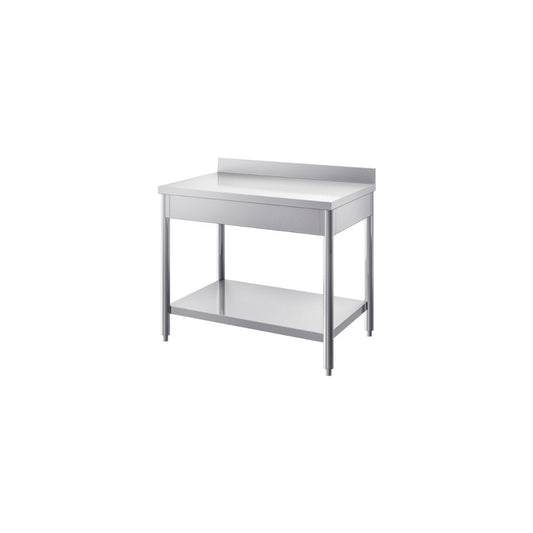 Tavolo con ripiano inferiore tubo tondo mm. 2100x700x850/900 h alz h100 – INOX BIM TTD.21ATE