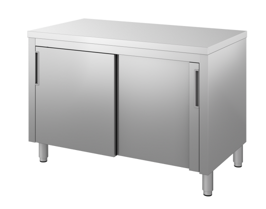 Tavolo armadiato INOX BIM con ante scorrevoli senza alzatina: immagine ufficiale rappresentativa della serie. Dimensioni e configurazione secondo codice TVA6.11TE.